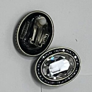 Oval Faceted Clear Clip Style Earrings